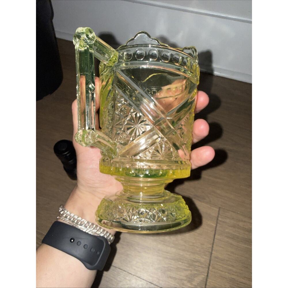 Uranium Vaseline EAPG Richard’s & Hartley Vaseline Pitcher 6” Late 1800s uranium - Picture 9 of 12